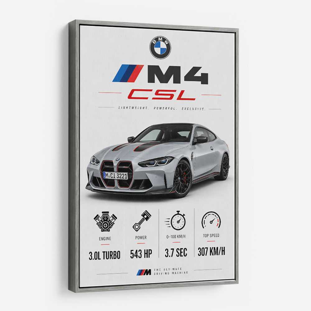 BMW M4 CSL Performance Stats Art Print