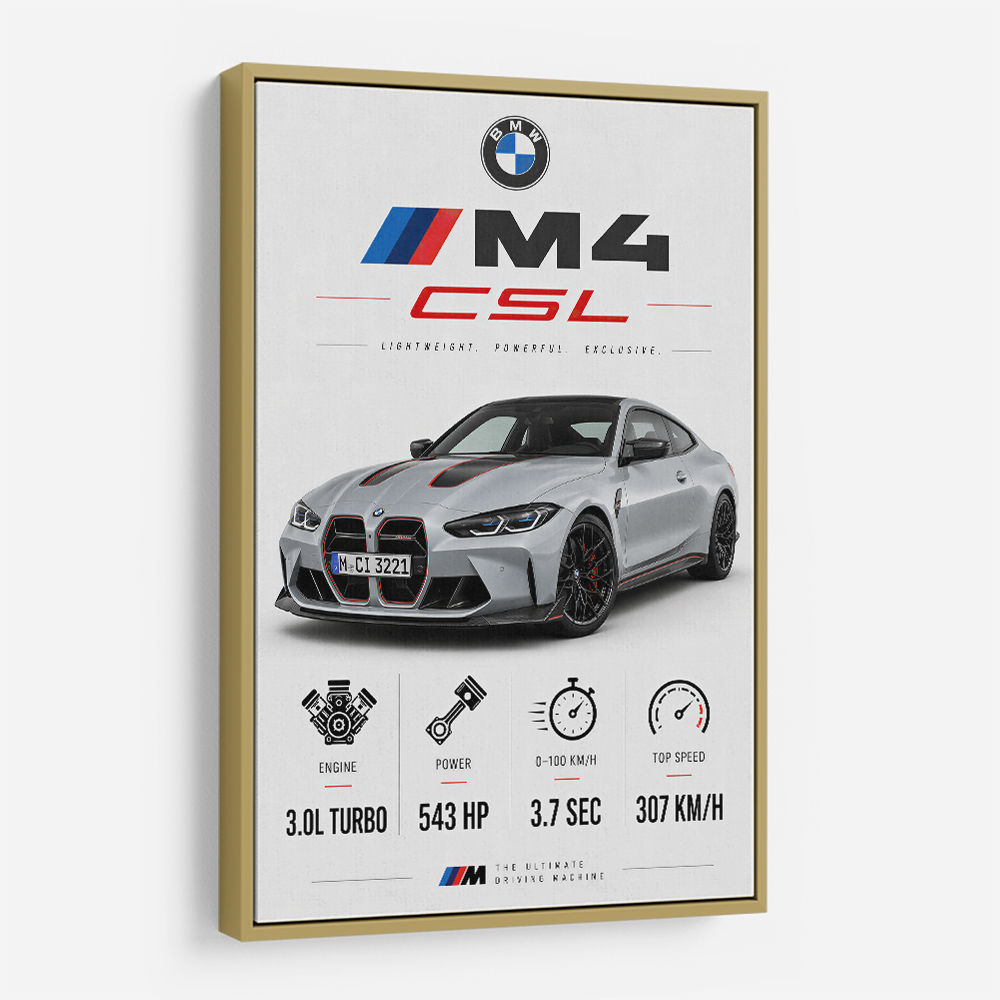 BMW M4 CSL Performance Stats Art Print