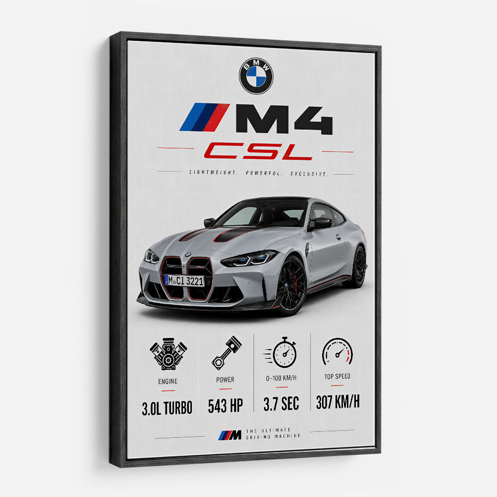 BMW M4 CSL Performance Stats Art Print