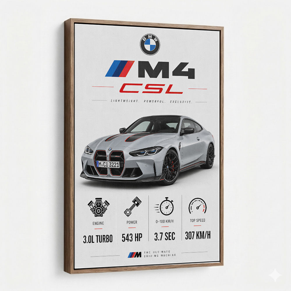 BMW M4 CSL Performance Stats Art Print