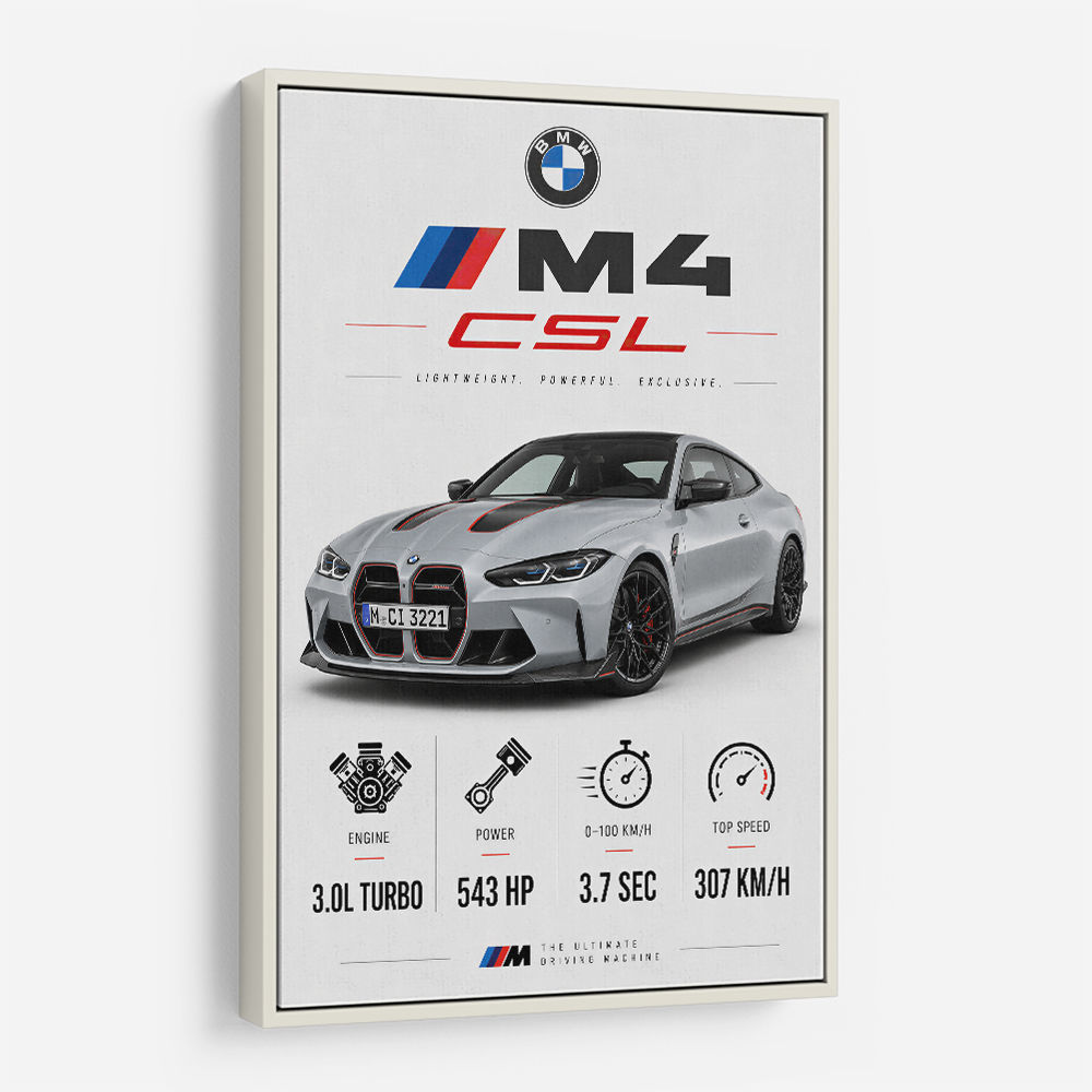 BMW M4 CSL Performance Stats Art Print