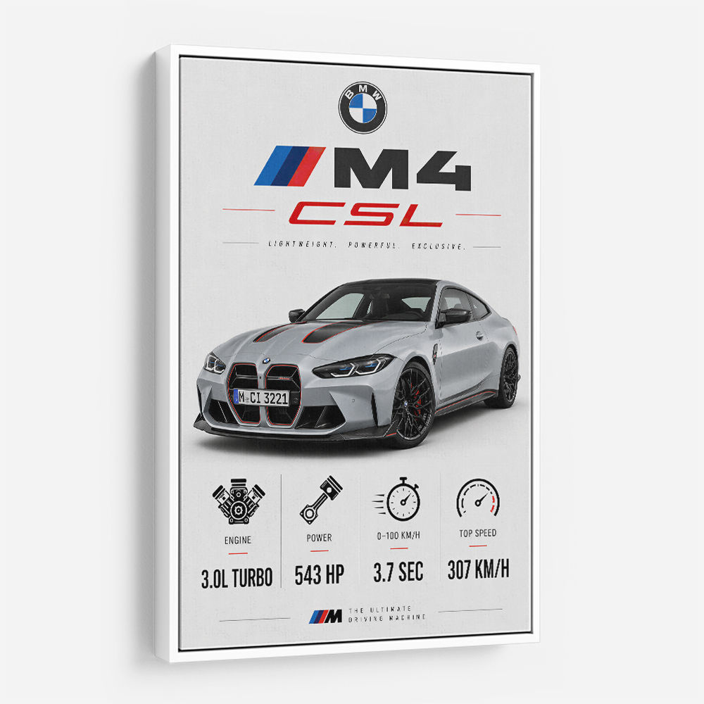 BMW M4 CSL Performance Stats Art Print