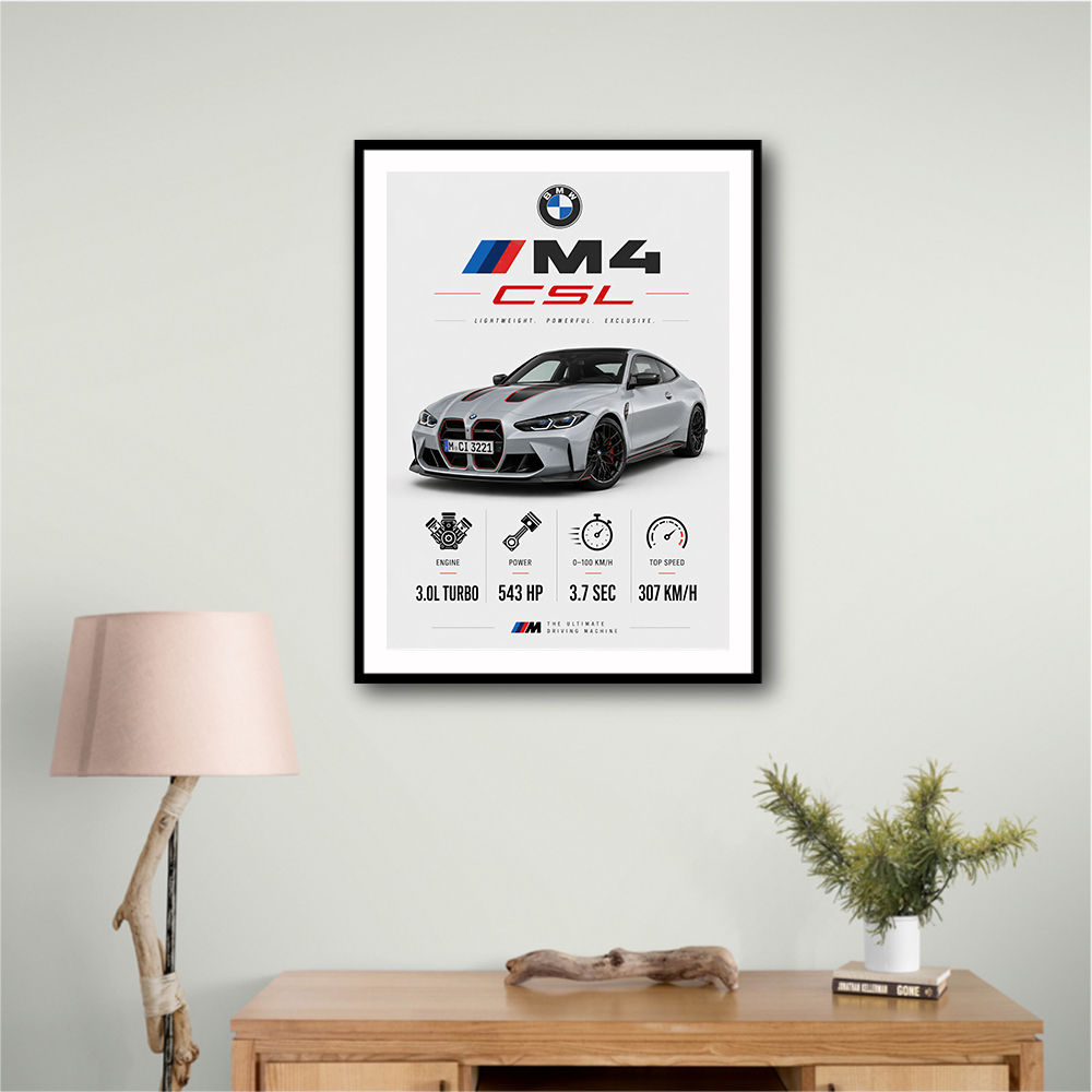 BMW M4 CSL Performance Stats Art Print