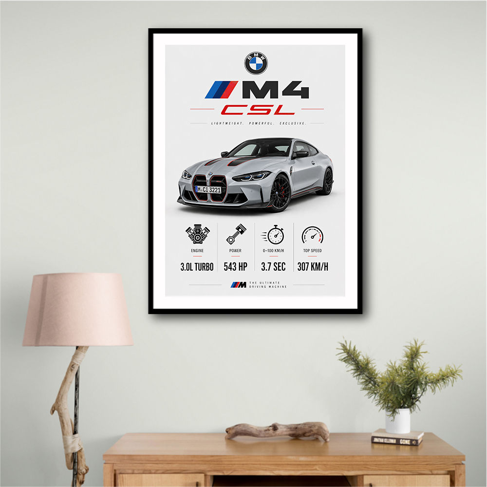 BMW M4 CSL Performance Stats Art Print