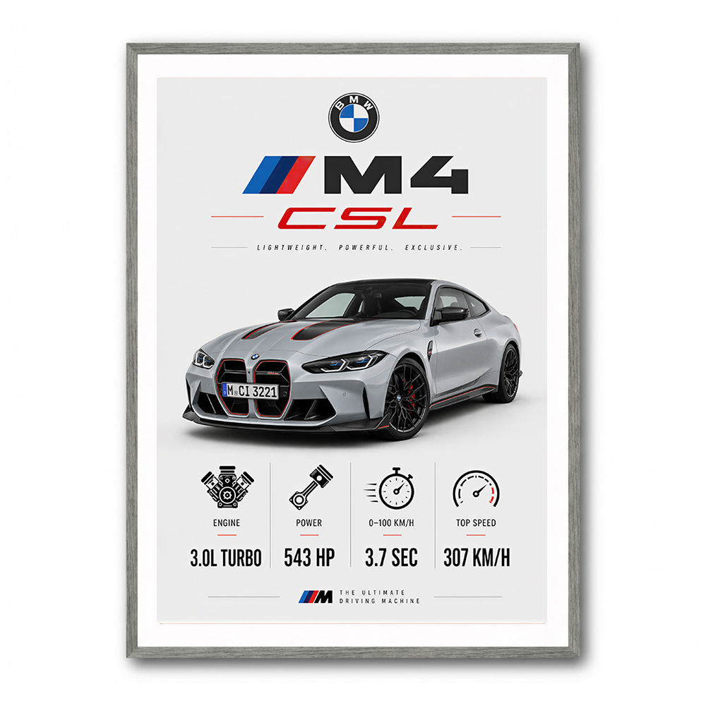 BMW M4 CSL Performance Stats Art Print
