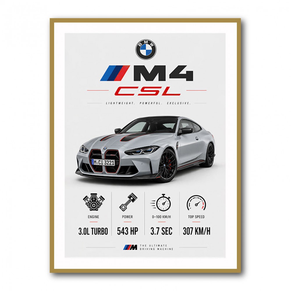 BMW M4 CSL Performance Stats Art Print