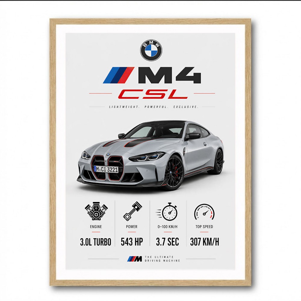 BMW M4 CSL Performance Stats Art Print
