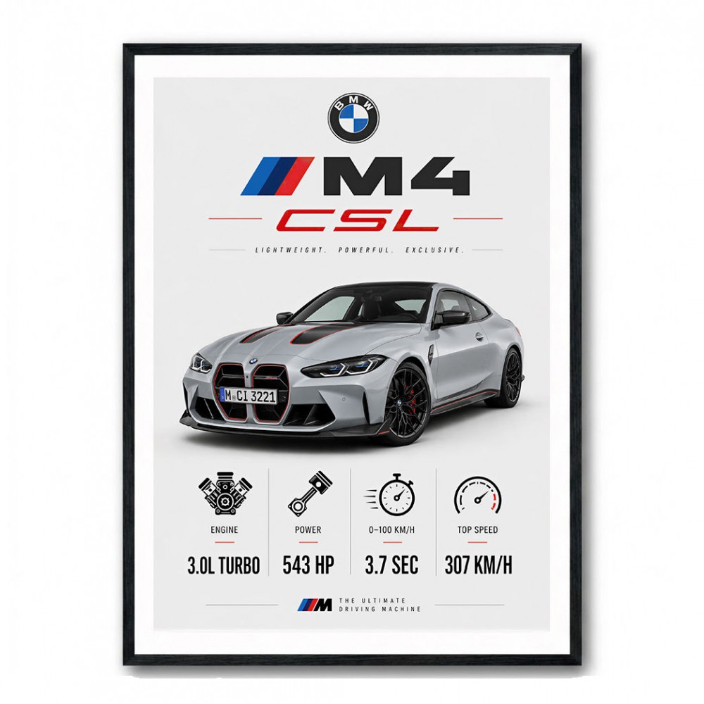 BMW M4 CSL Performance Stats Art Print