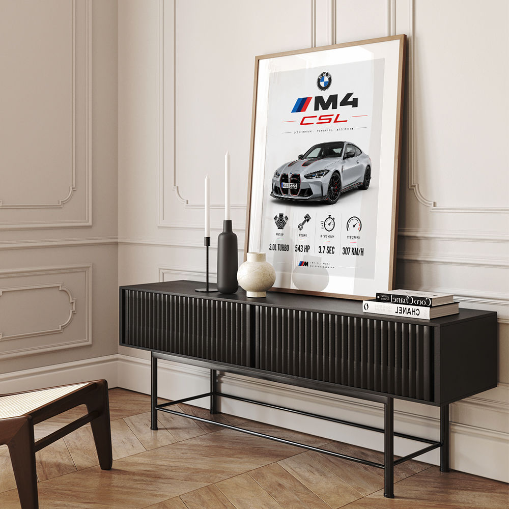 BMW M4 CSL Performance Stats Art Print