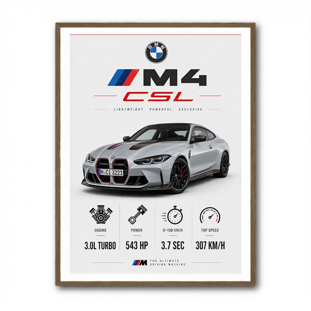 BMW M4 CSL Performance Stats Art Print