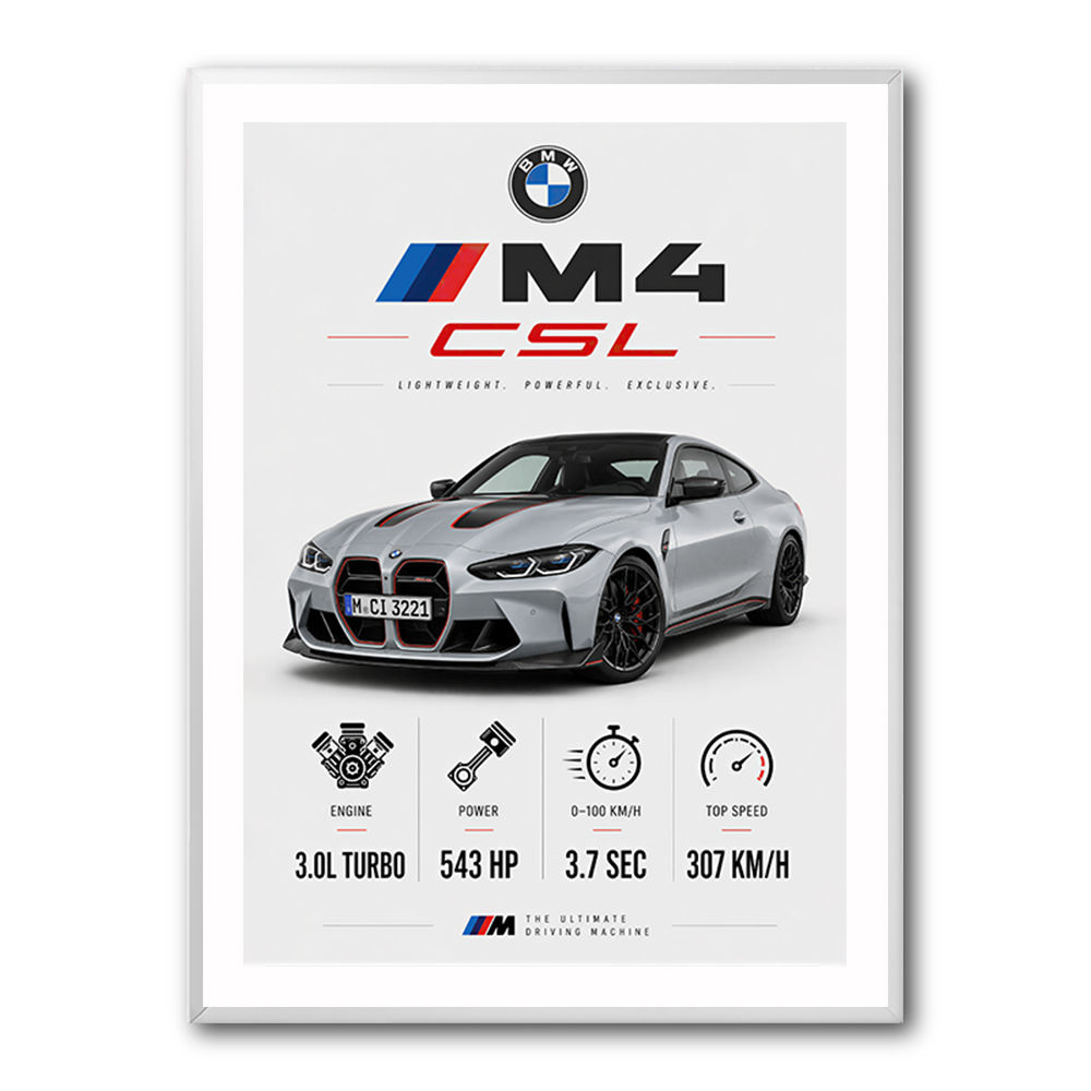 BMW M4 CSL Performance Stats Art Print