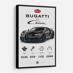Bugatti Chiron Black Blue Modern Art Print