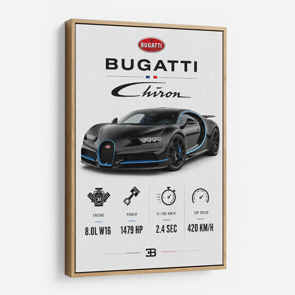 Bugatti Chiron Black Blue Modern Art Print