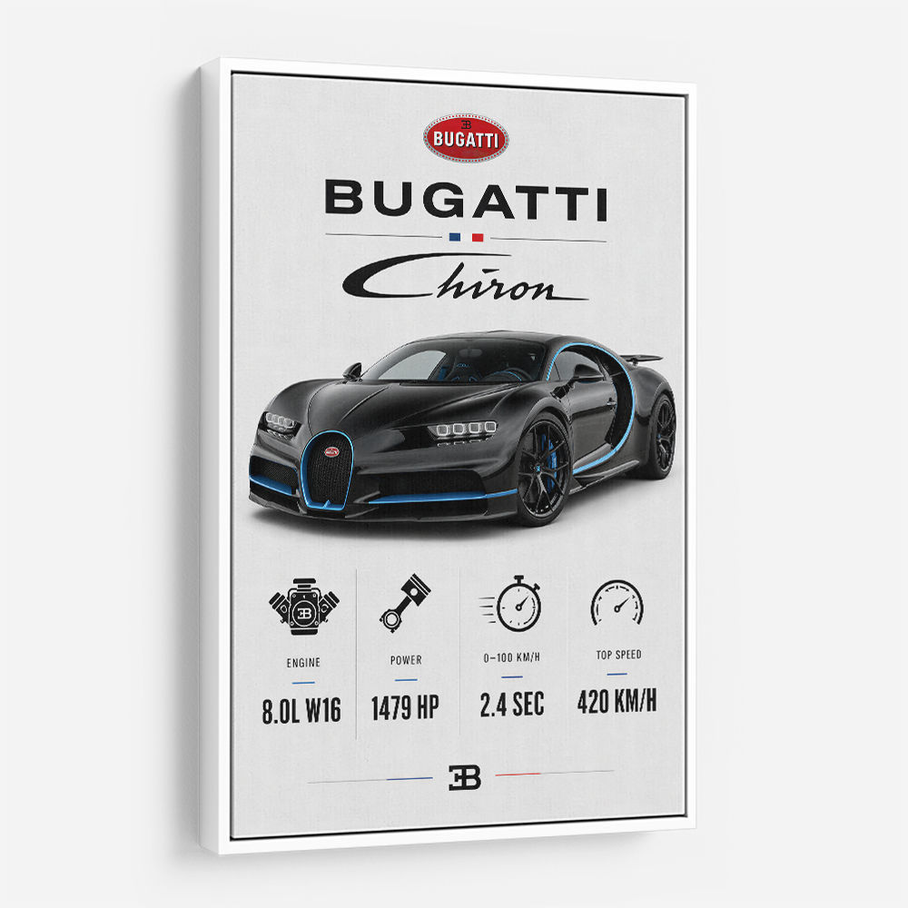 Bugatti Chiron Black Blue Modern Art Print