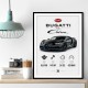 Bugatti Chiron Black Blue Modern Art Print