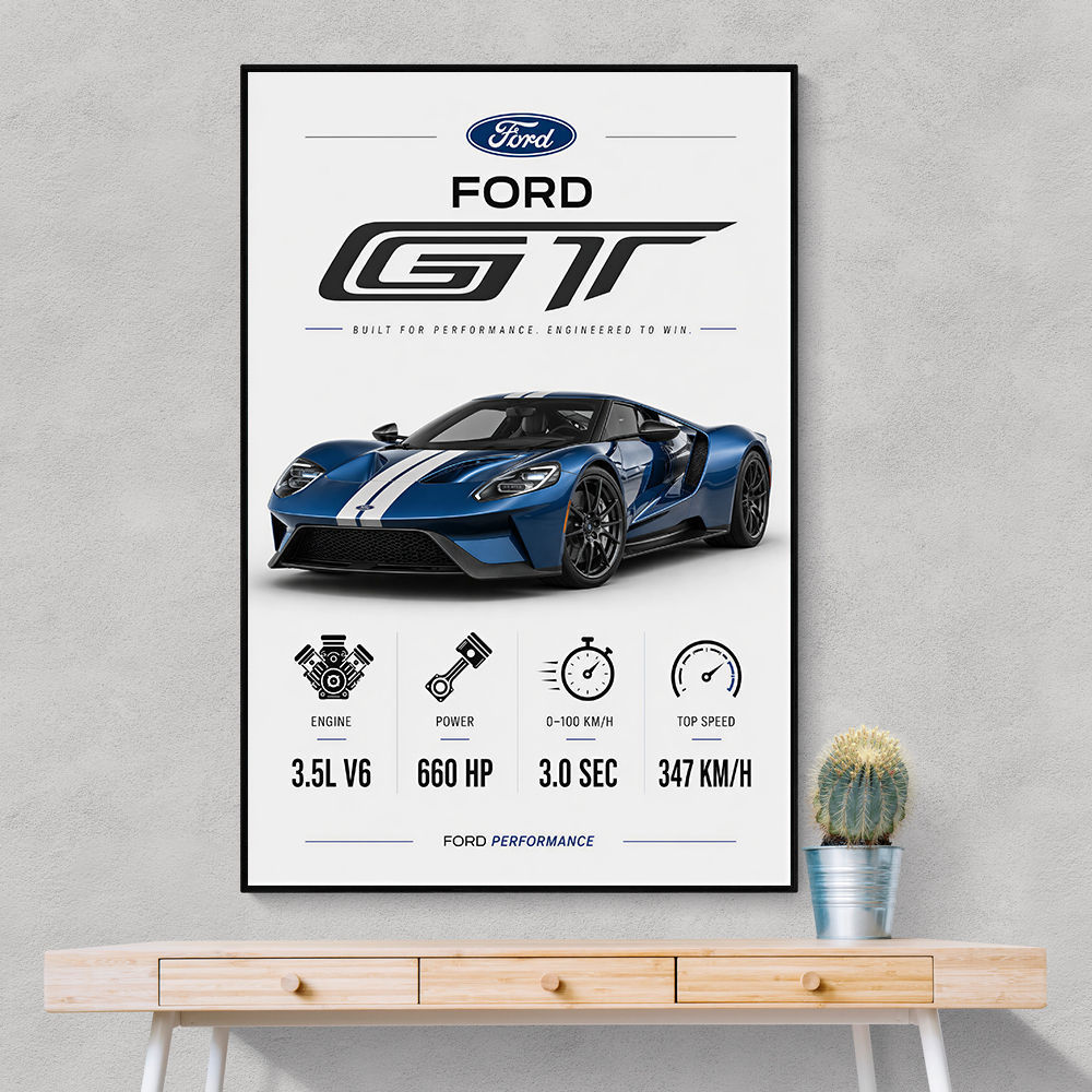 Ford GT Sports Car Wall Art