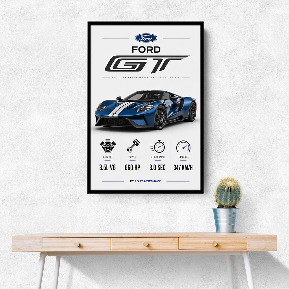 Ford GT Sports Car Wall Art