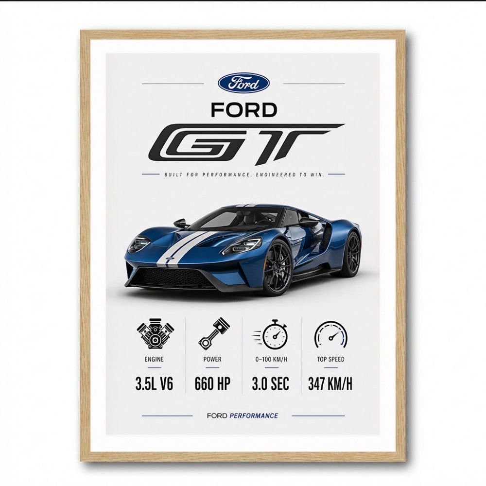 Ford GT Sports Car Wall Art