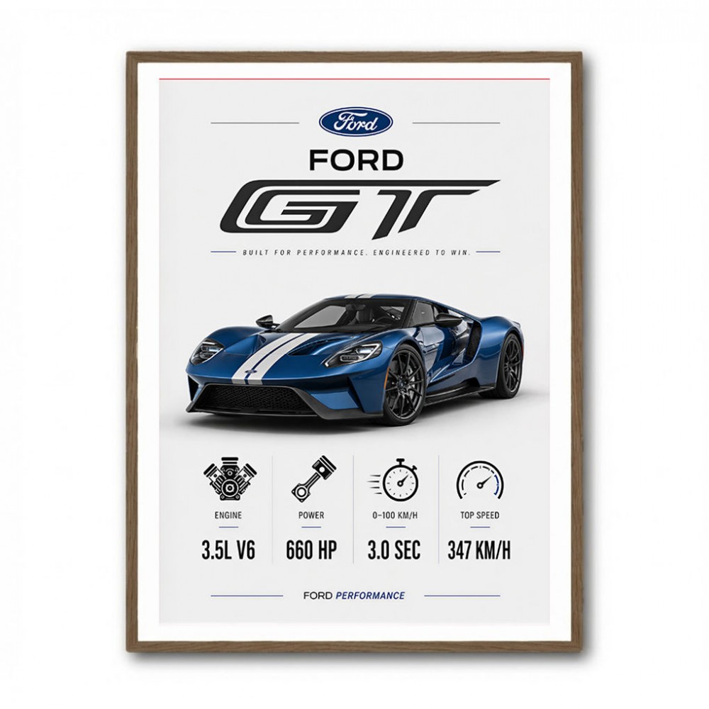 Ford GT Sports Car Wall Art