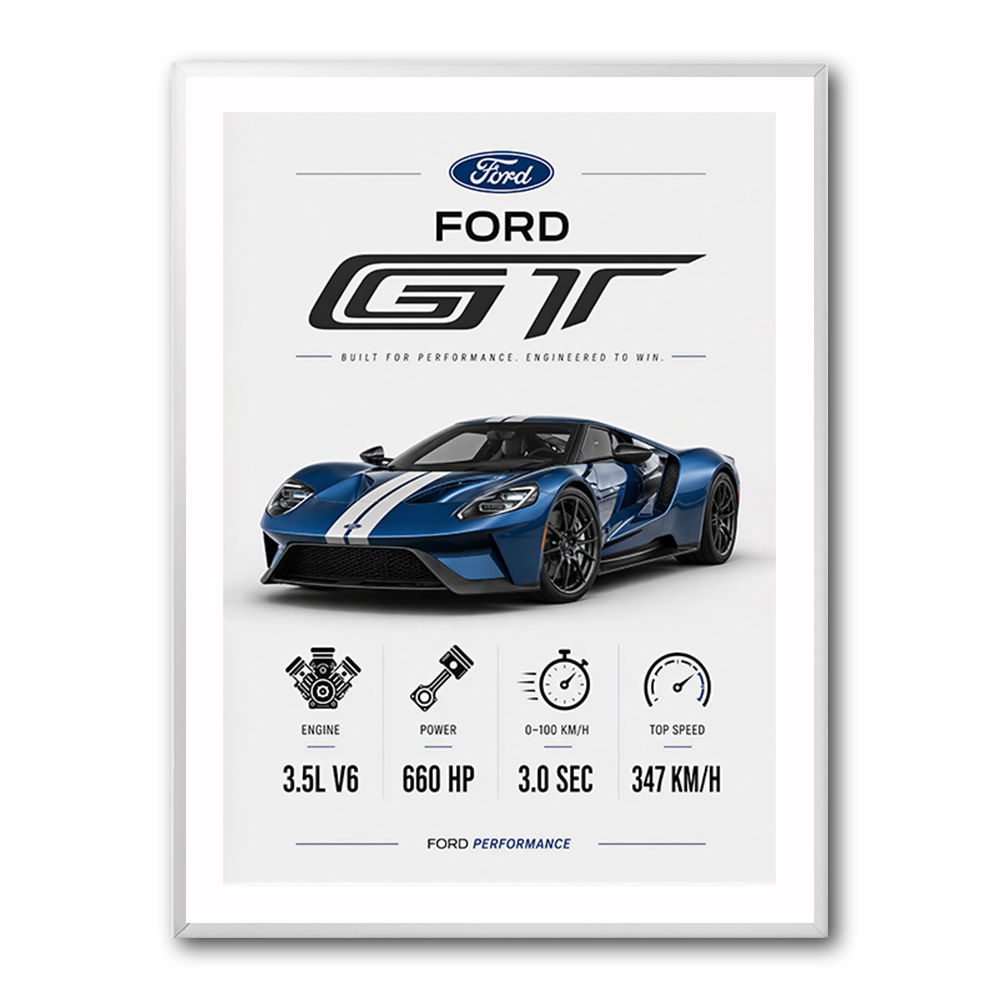 Ford GT Sports Car Wall Art