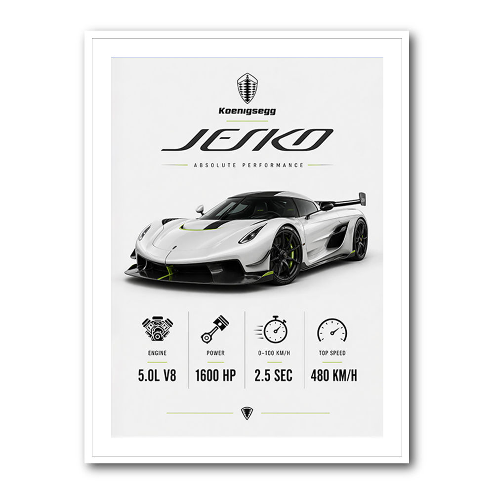 Koenigsegg Jesko  Hypercar Stats Wall Art