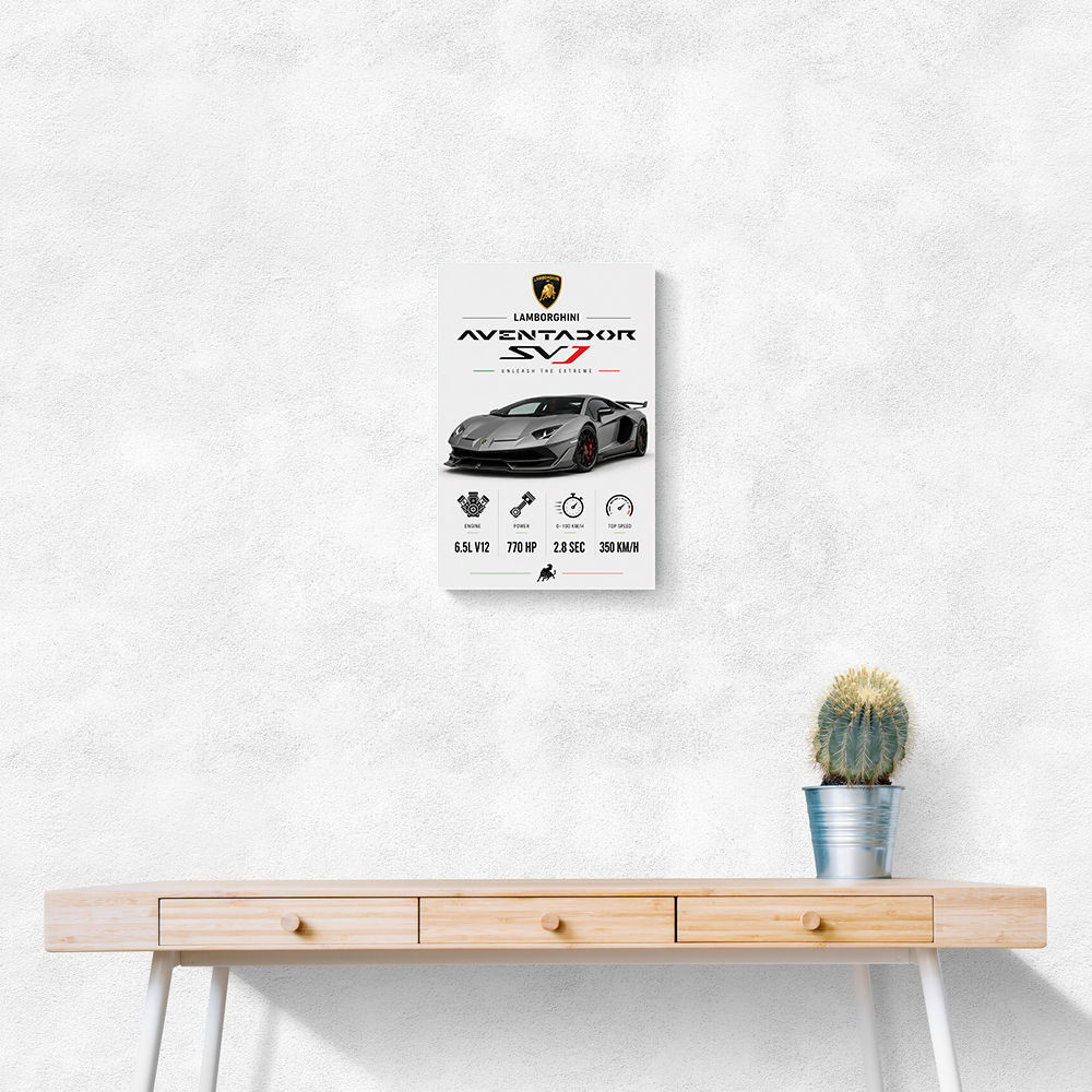 Lamborghini Aventador SVJ Specs Wall Art