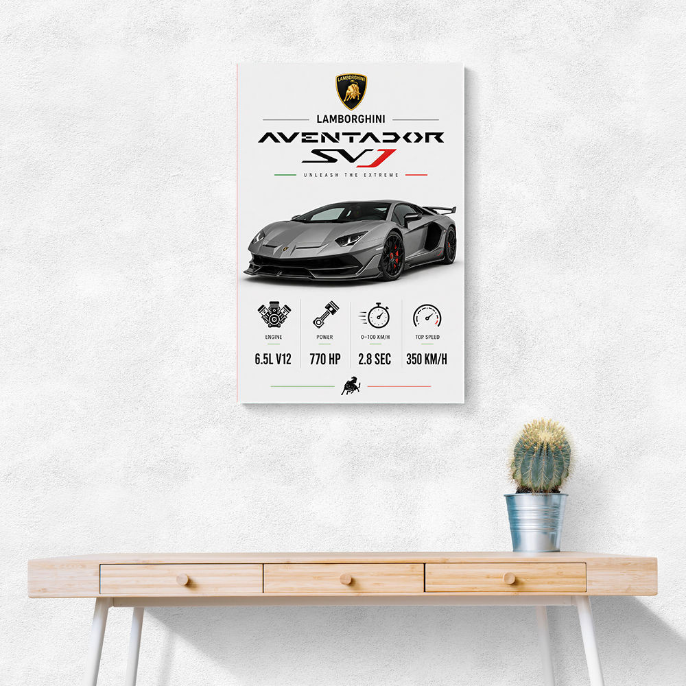 Lamborghini Aventador SVJ Specs Wall Art