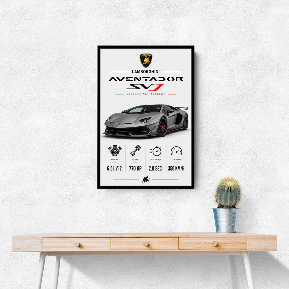 Lamborghini Aventador SVJ Specs Wall Art