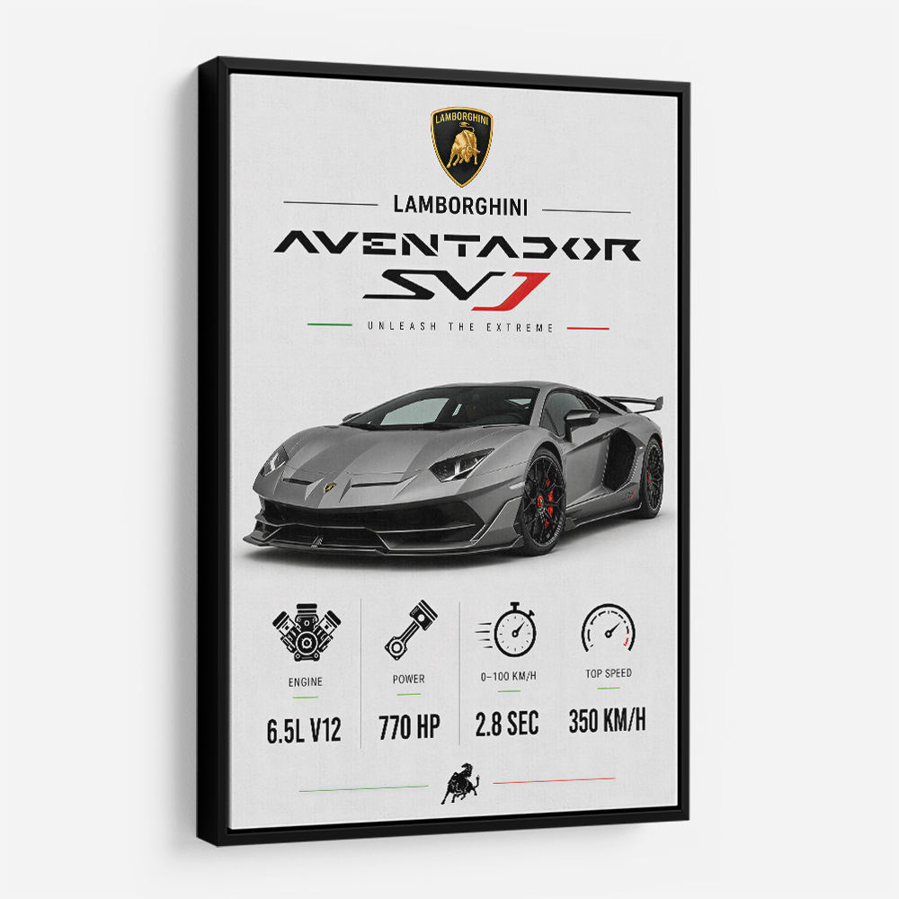 Lamborghini Aventador SVJ Specs Wall Art