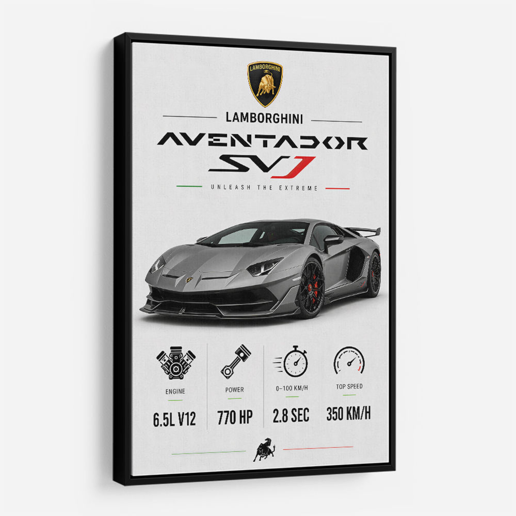 Lamborghini Aventador SVJ Wall Art Dubai | Specs Supercar Poster UAE