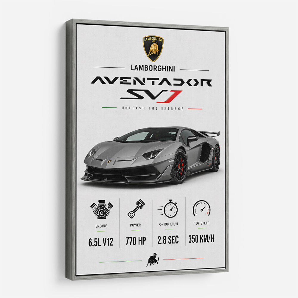 Lamborghini Aventador SVJ Specs Wall Art