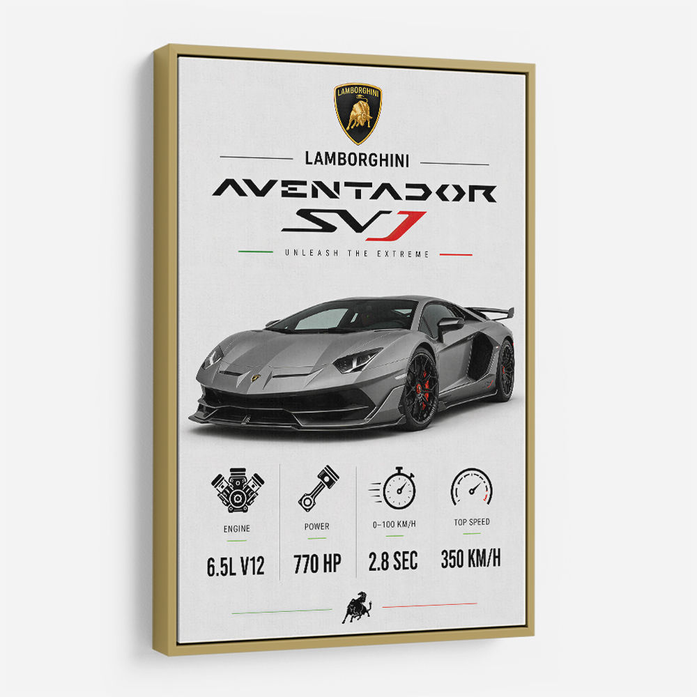 Lamborghini Aventador SVJ Specs Wall Art