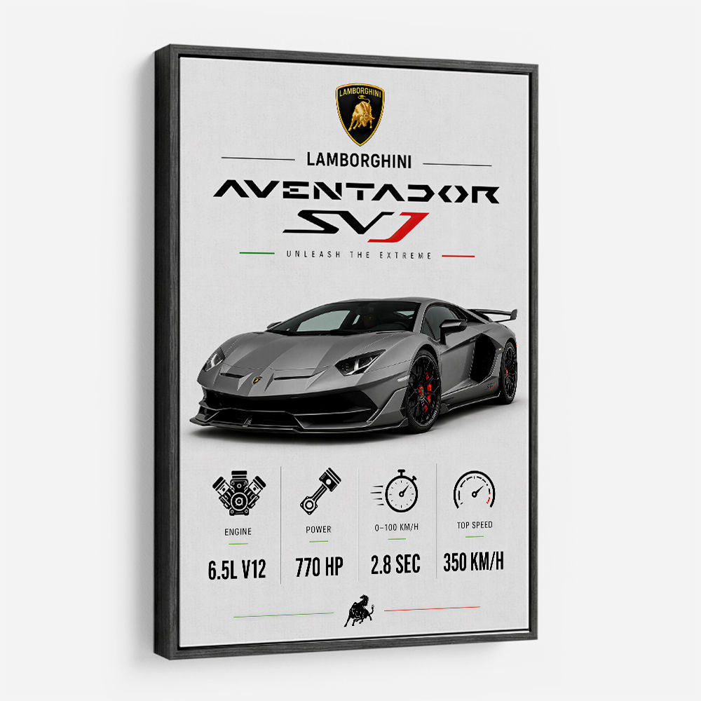 Lamborghini Aventador SVJ Specs Wall Art
