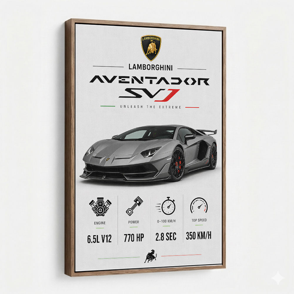 Lamborghini Aventador SVJ Specs Wall Art