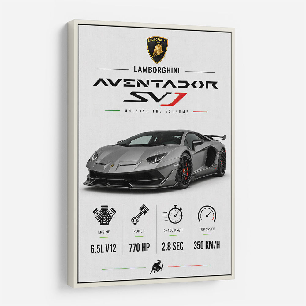 Lamborghini Aventador SVJ Specs Wall Art