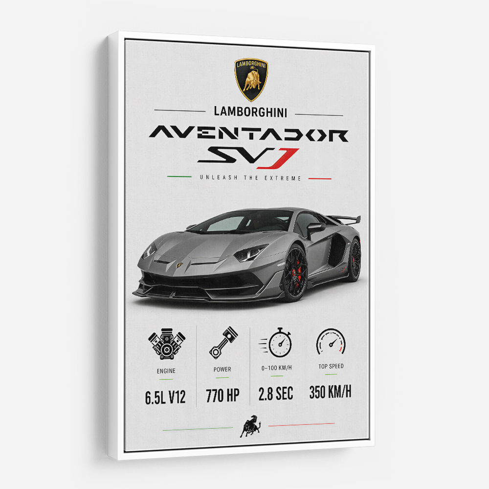 Lamborghini Aventador SVJ Specs Wall Art