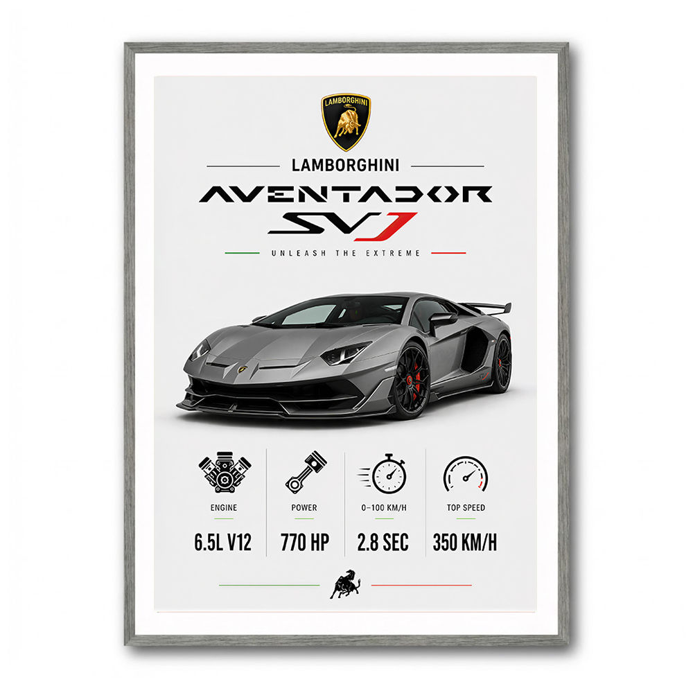 Lamborghini Aventador SVJ Specs Wall Art