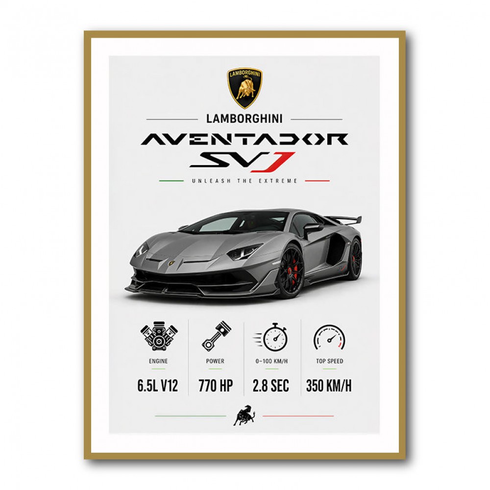 Lamborghini Aventador SVJ Specs Wall Art