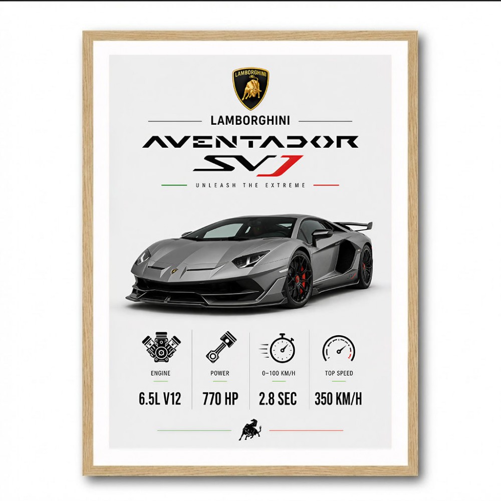 Lamborghini Aventador SVJ Specs Wall Art