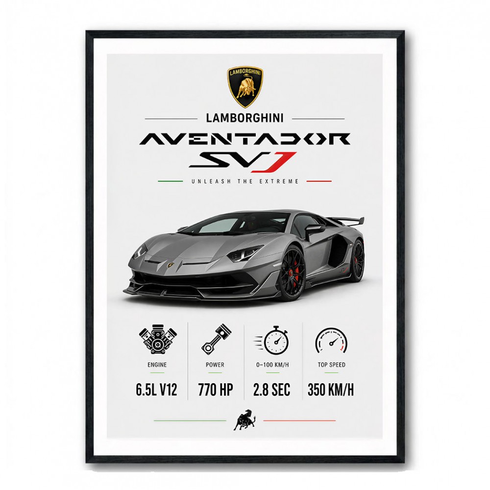 Lamborghini Aventador SVJ Specs Wall Art