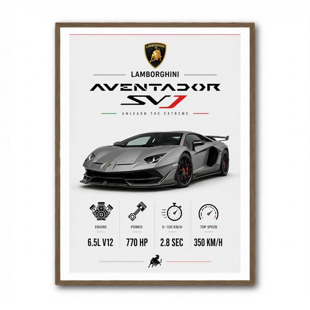 Lamborghini Aventador SVJ Specs Wall Art