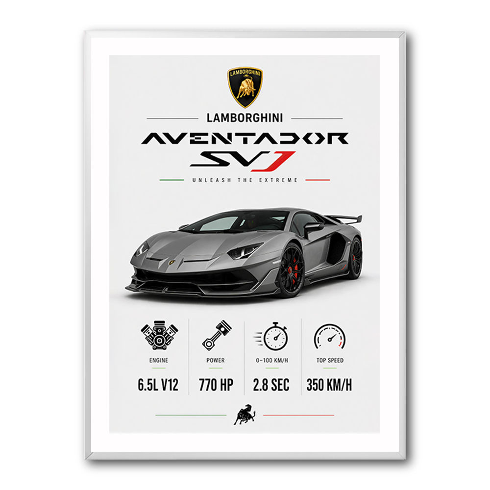 Lamborghini Aventador SVJ Specs Wall Art