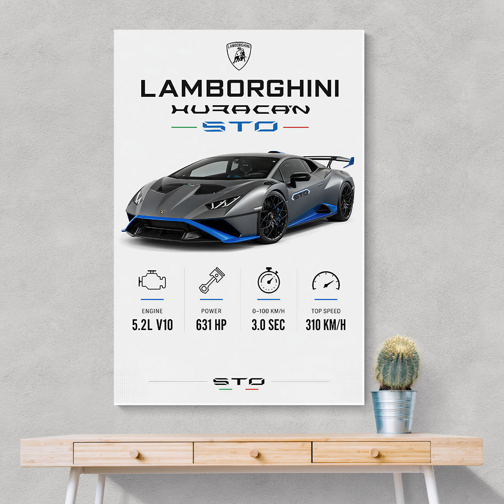 Lamborghini Huracan Gray Blue Sports Car Wall Art