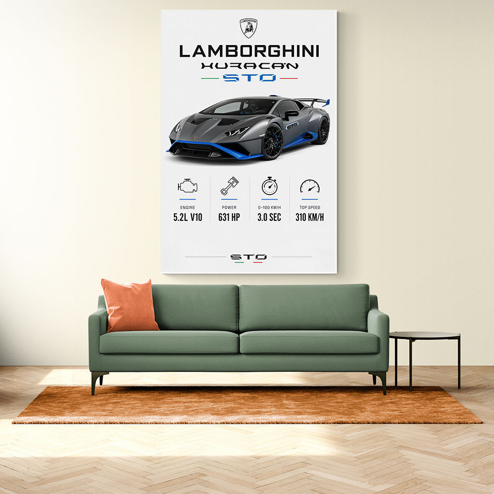 Lamborghini Huracan Gray Blue Sports Car Wall Art