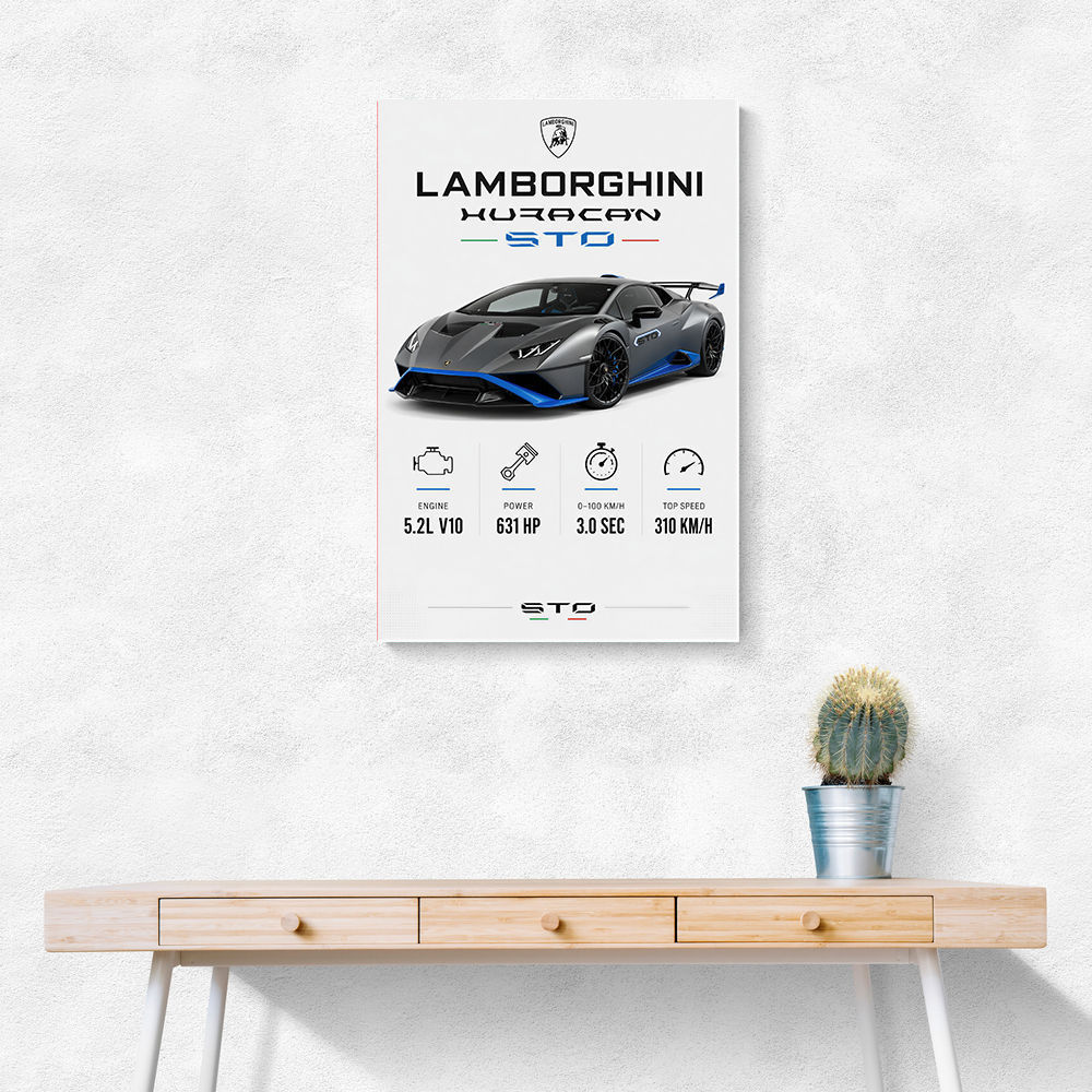 Lamborghini Huracan Gray Blue Sports Car Wall Art