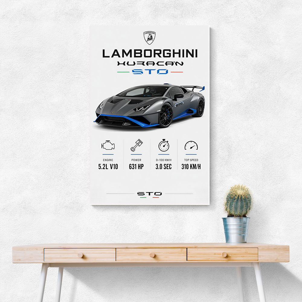 Lamborghini Huracan Gray Blue Sports Car Wall Art