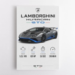 Lamborghini Huracan Gray Blue Sports Car Wall Art