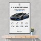 Lamborghini Huracan Gray Blue Sports Car Wall Art