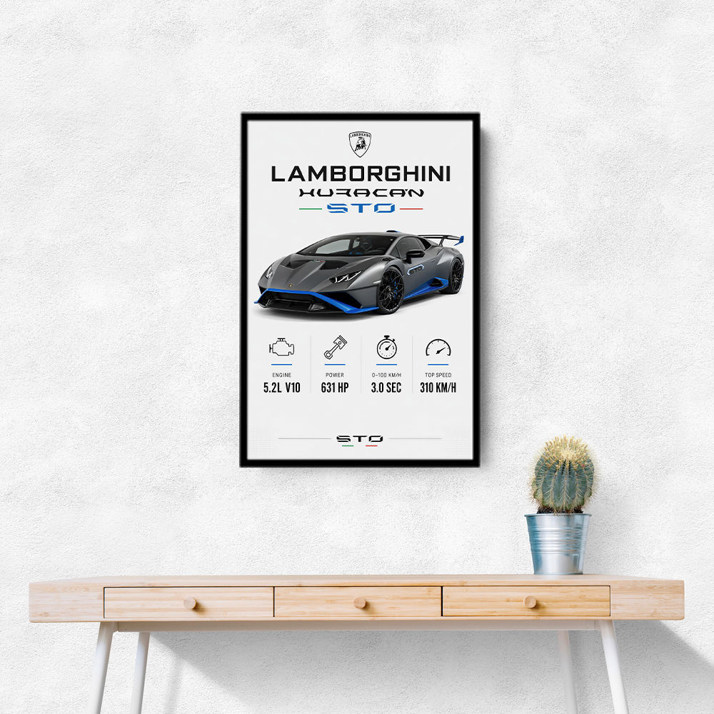 Lamborghini Huracan Gray Blue Sports Car Wall Art