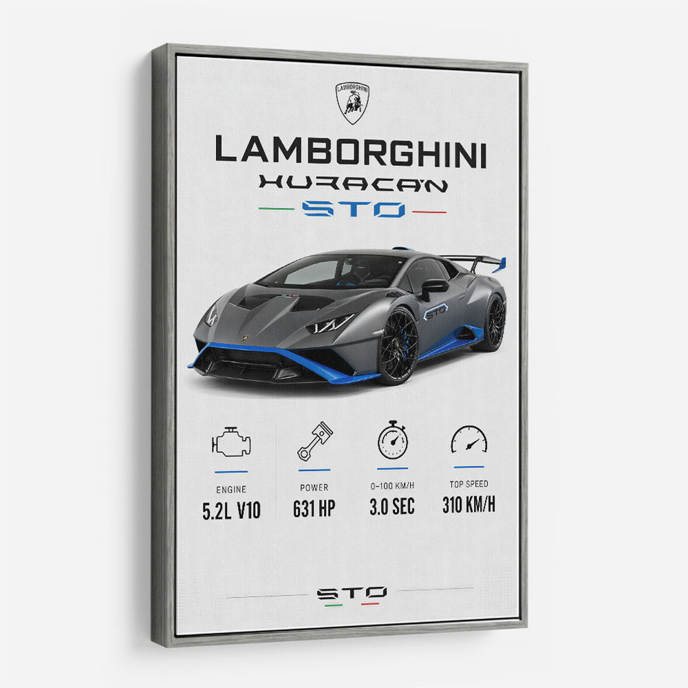 Lamborghini Huracan Gray Blue Sports Car Wall Art